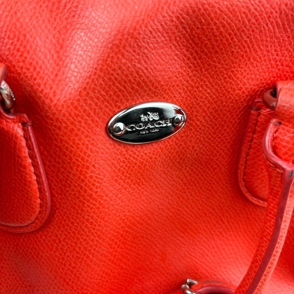 COACH ORANGE LEATHER SATCHEL BAG - Picture 9 of 14